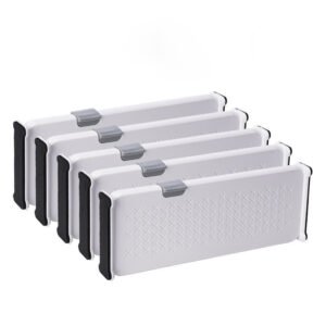 5-Pack Adjustable Drawer Dividers – 4" High, 11-17" Expandable Organizers for Clothes, Underwear, Socks & More