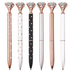 Wholesale Crystal Diamond Ballpoint Pens Bling Wedding Metal Ballpoint Pens with Black Ink